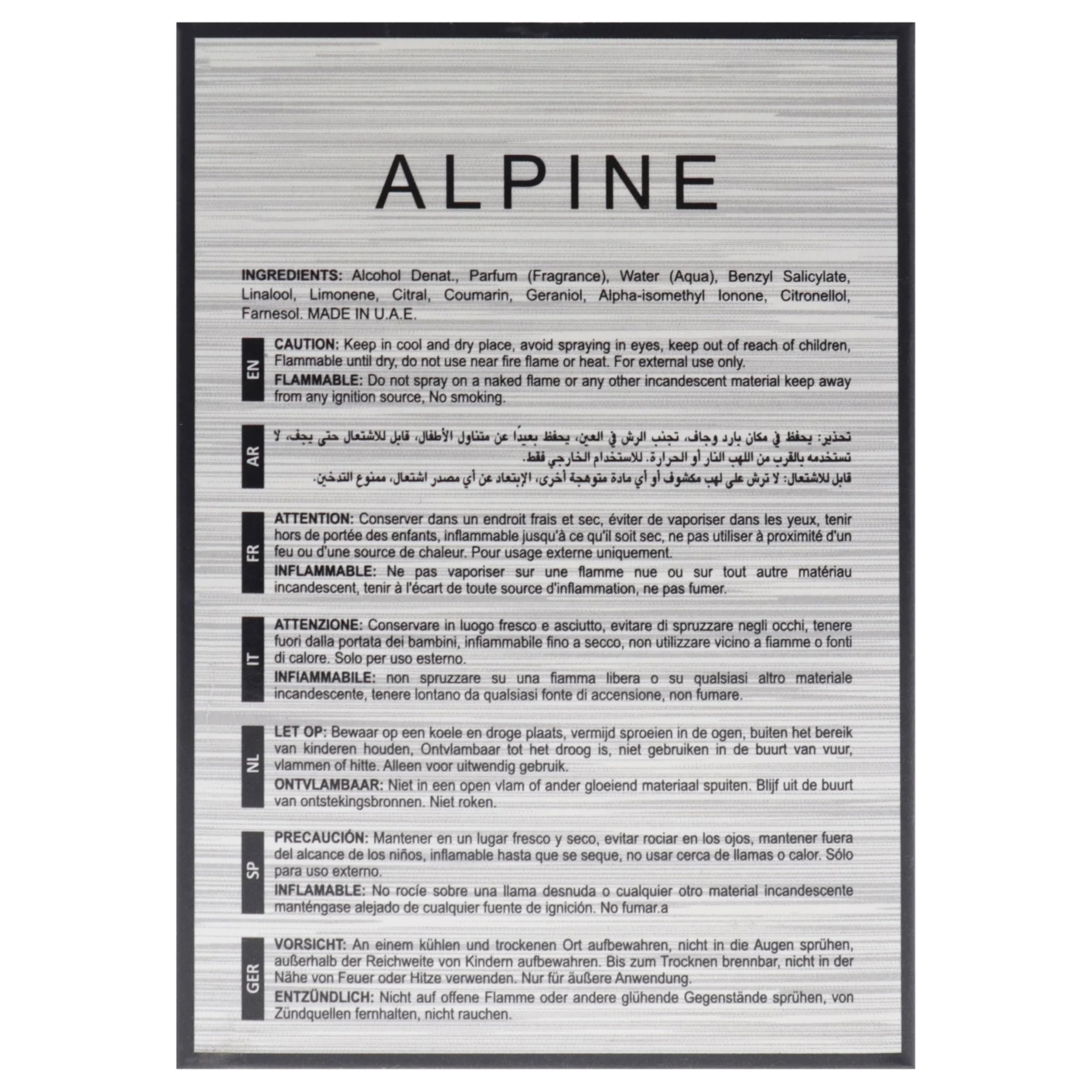 Maison Alhambra Alpine Homme Sport Eau de Parfum Spray for Men 100ML